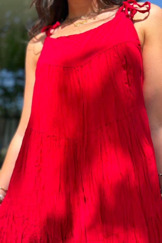 Gabriella Tie Shoulder Dress Chilli